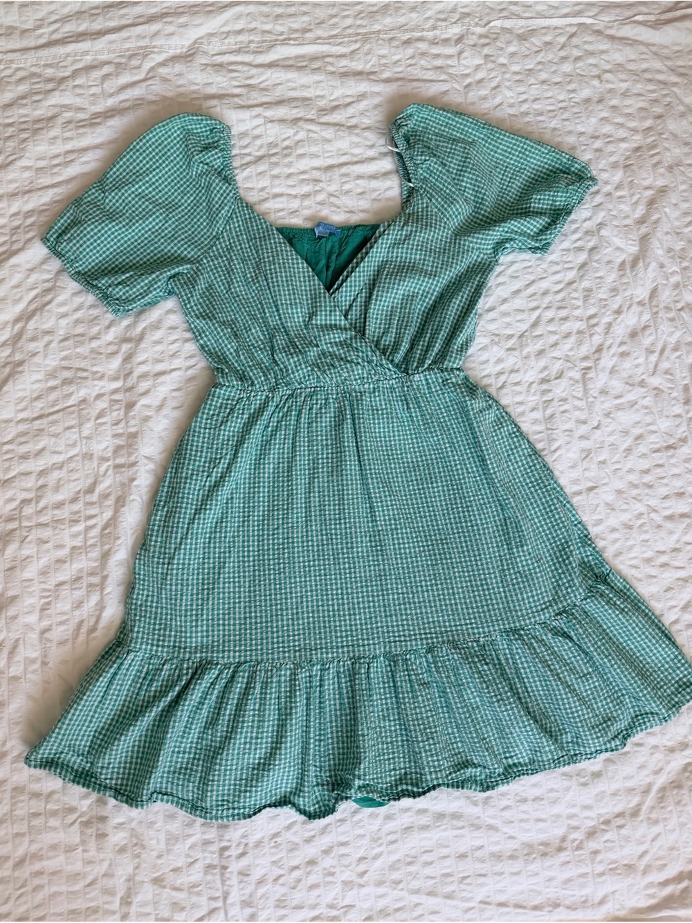 Draper James RSVP Green Gingham Wrap Dress Size M